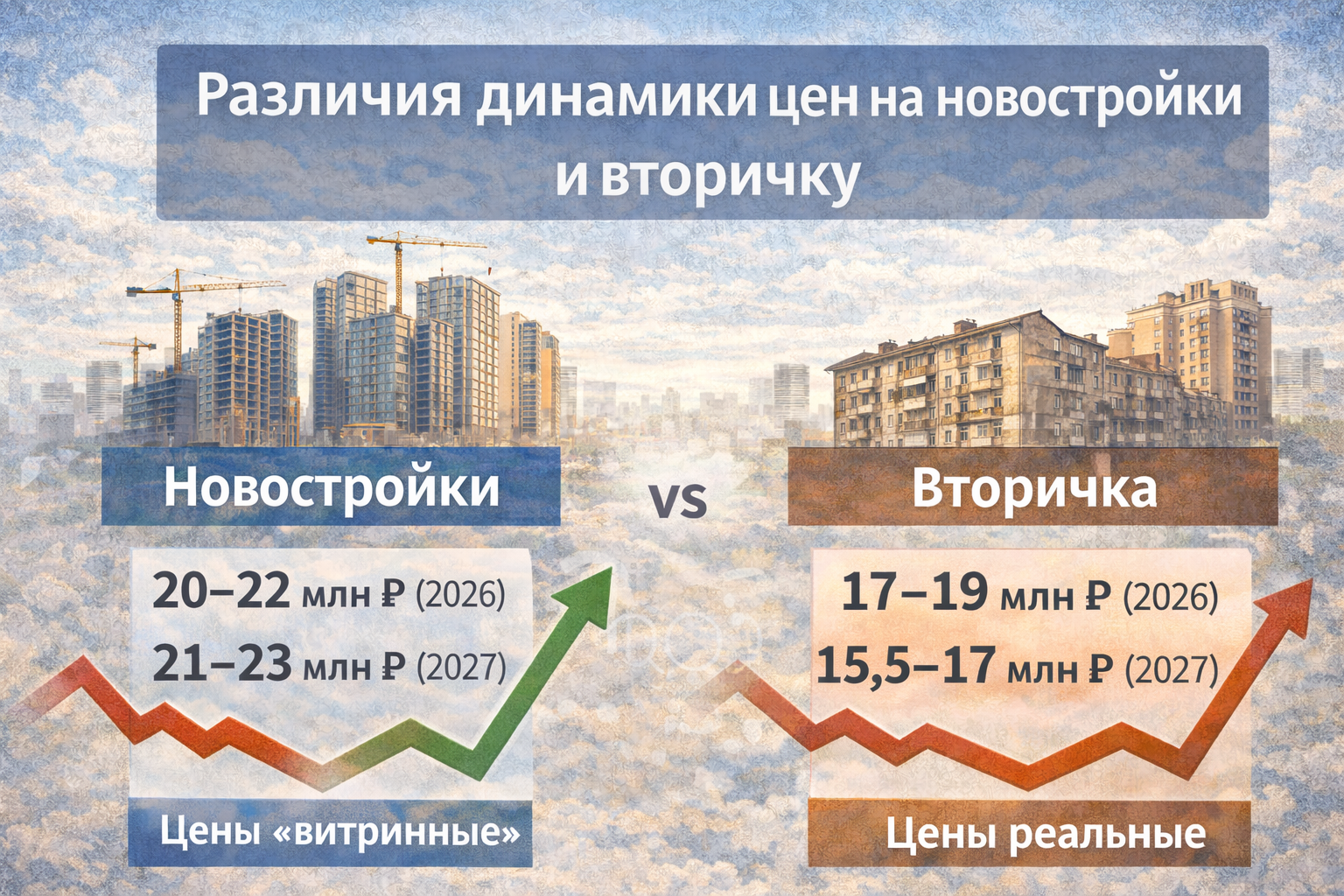 Различия динамики цен на новостройки и вторичку