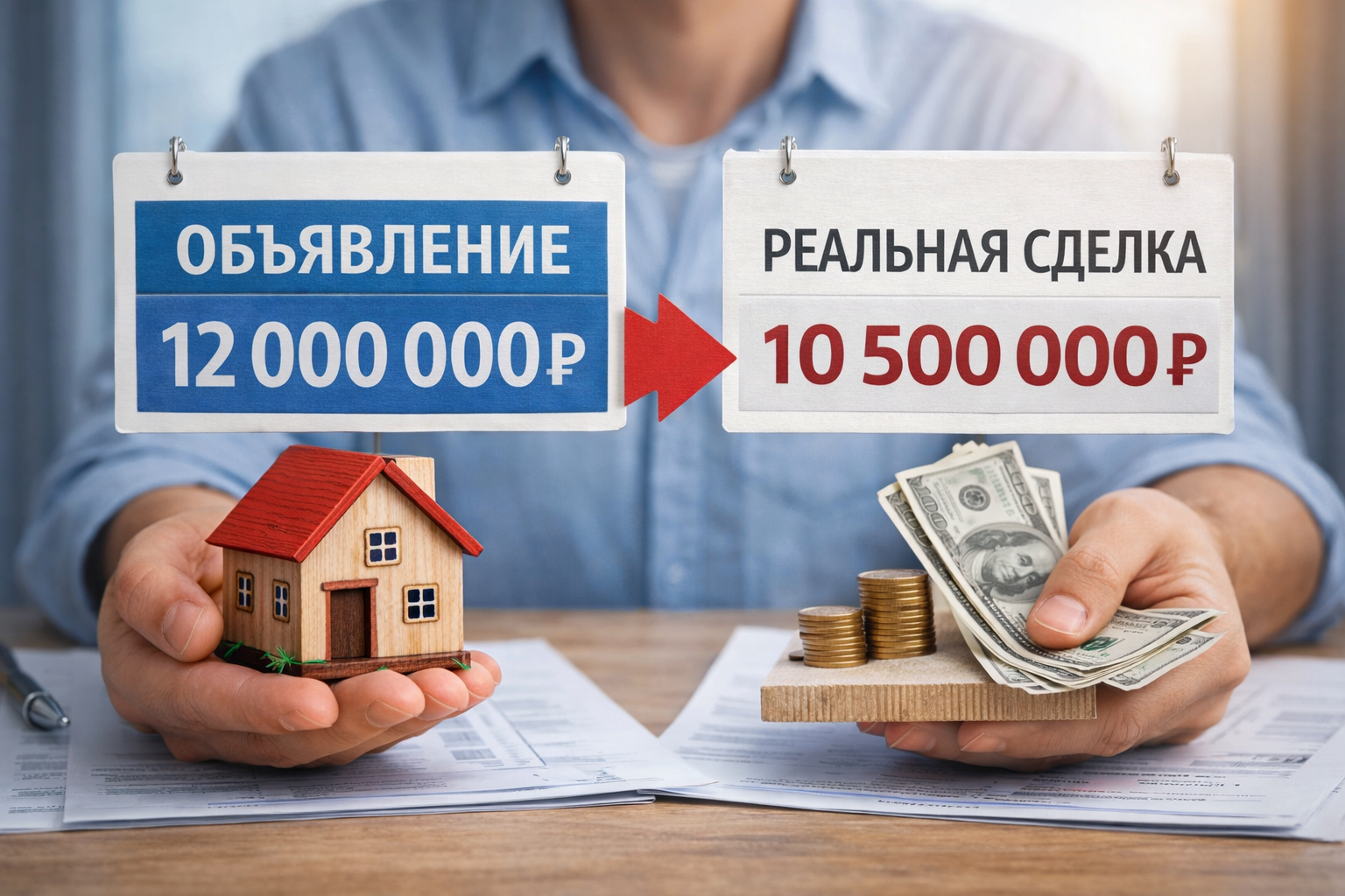 Разница между ценами в объявлениях и реальными сделками с квартирами