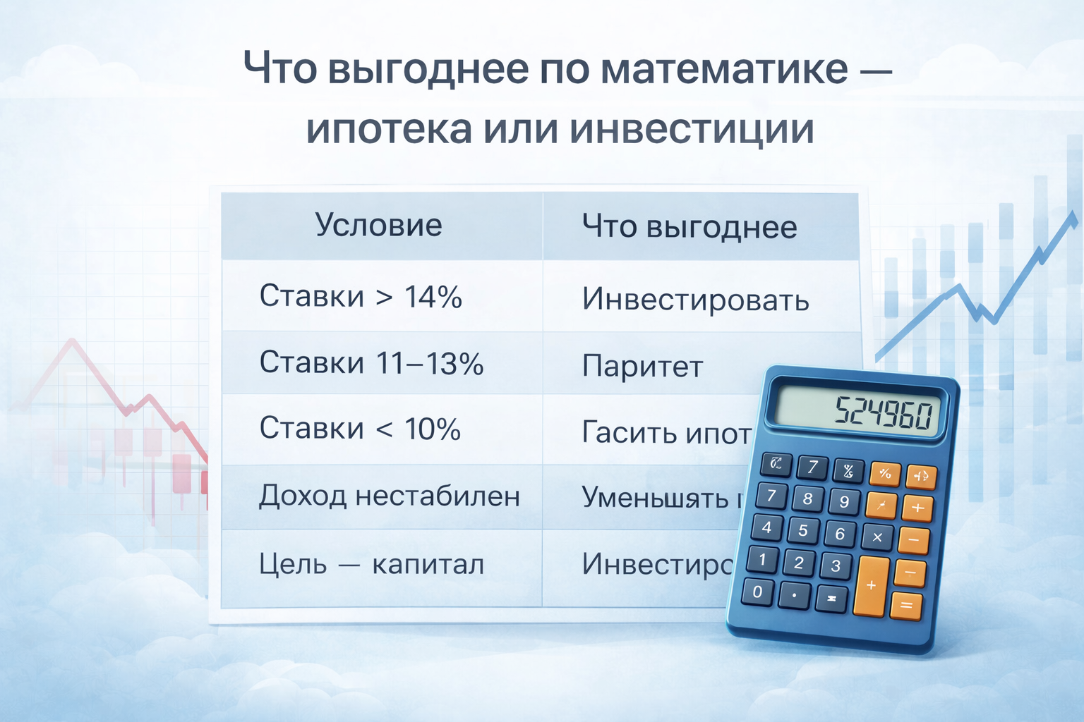 Что выгоднее по математике — ипотека или инвестиции