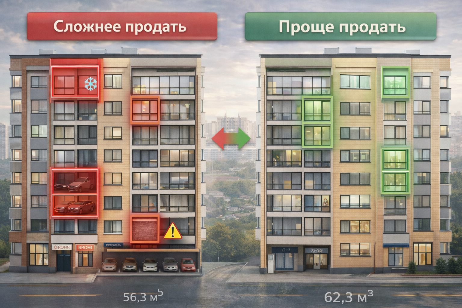 Влияние этажа и расположения квартиры на ликвидность