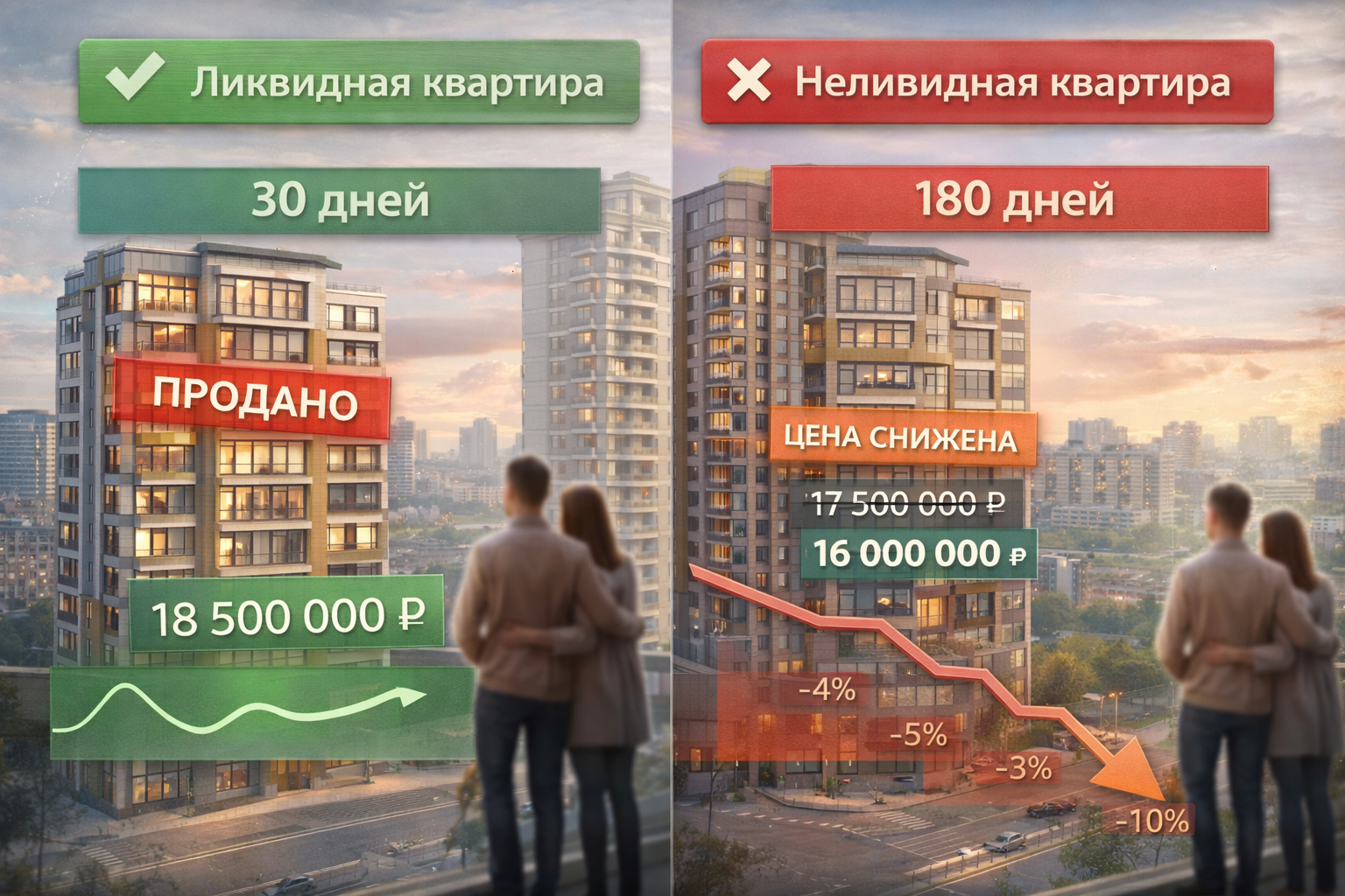 Сроки продажи ликвидных и неликвидных квартир