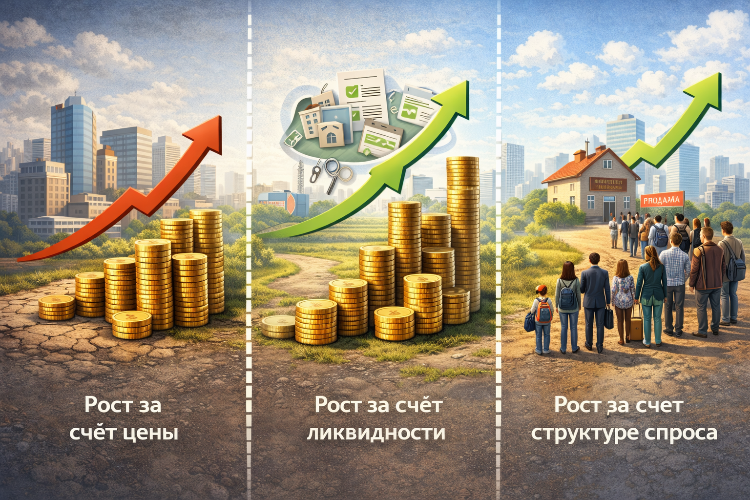 Различные сценарии роста рынка недвижимости и ликвидности Нарисуй
