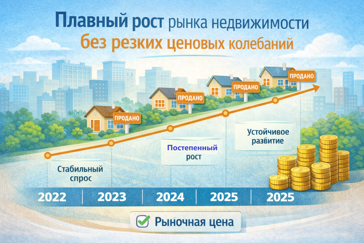 Плавный рост рынка недвижимости без резких ценовых колебаний