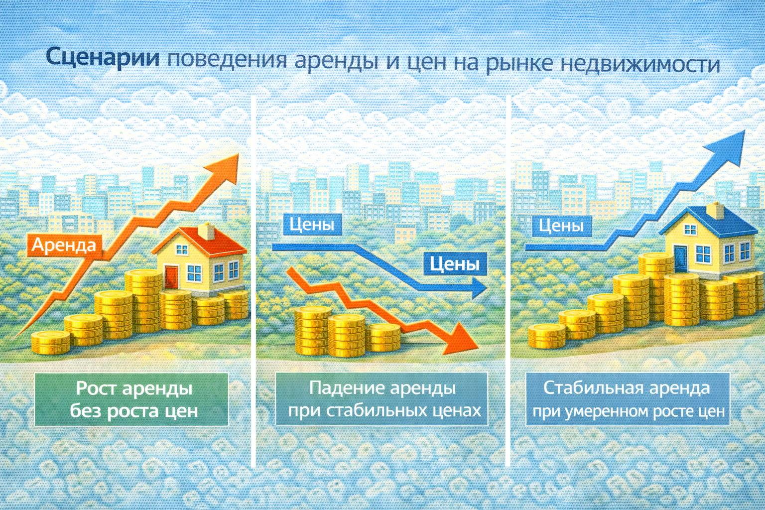 Сценарии поведения аренды и цен на рынке недвижимости