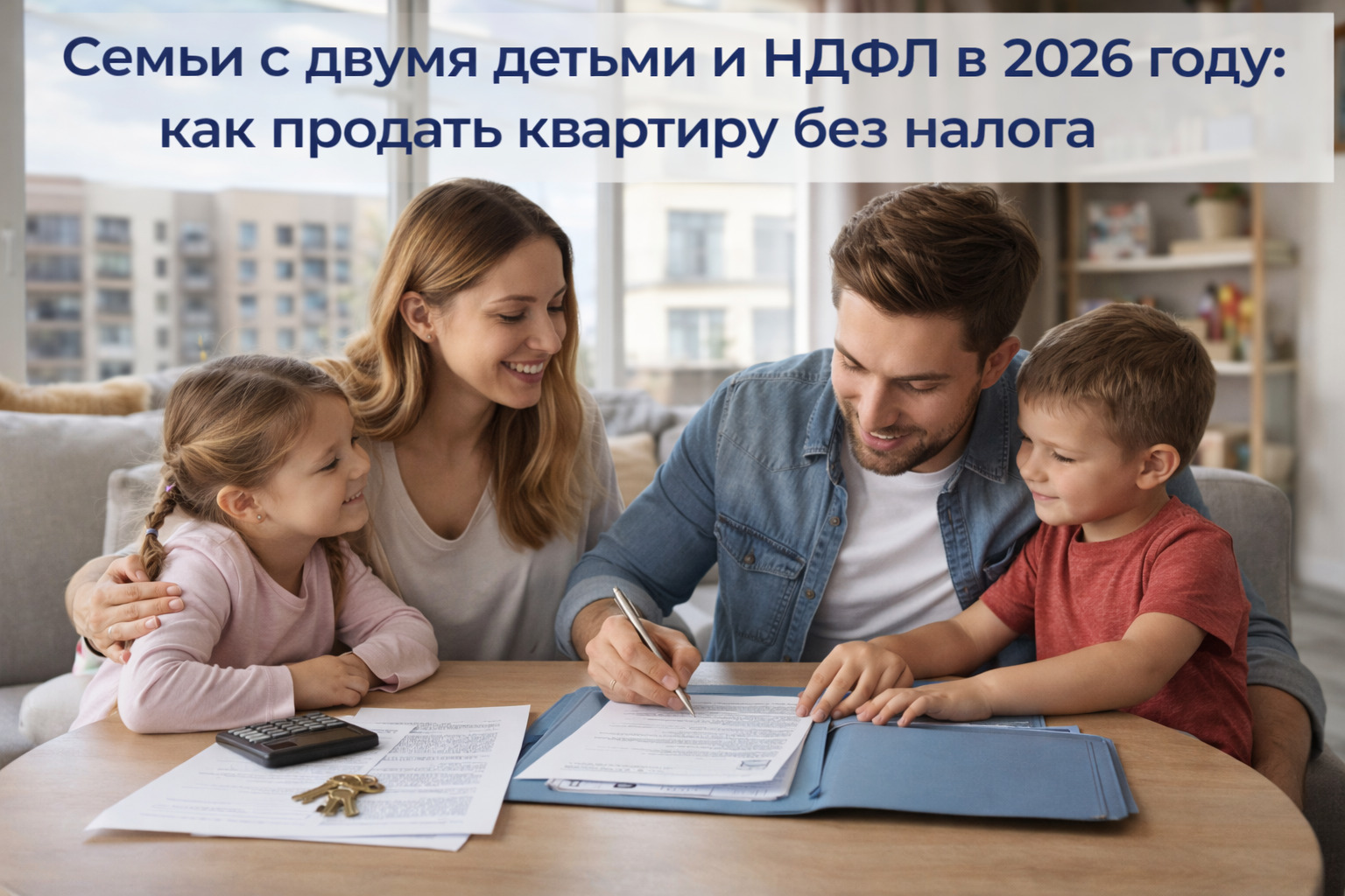 Семья с двумя детьми оформляет продажу квартиры без НДФЛ в 2026 году