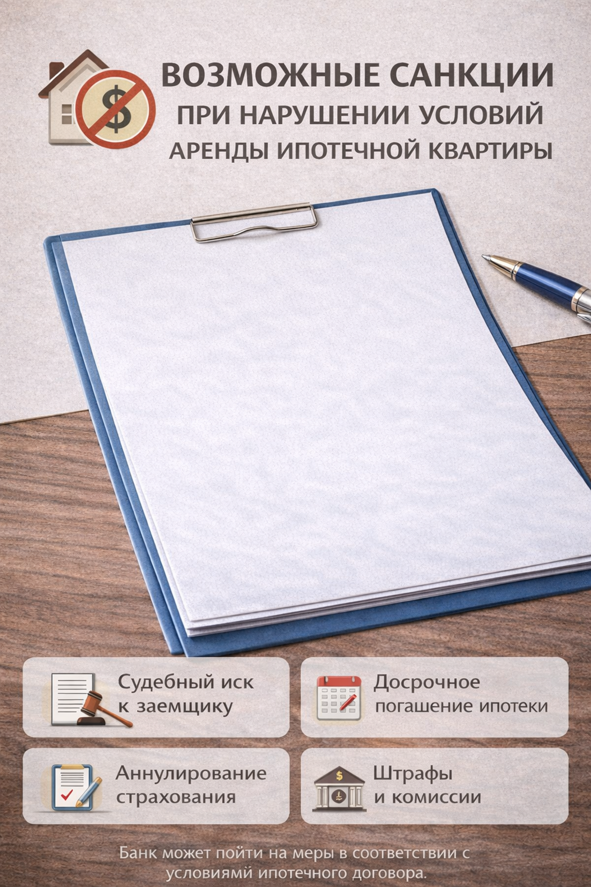 Возможные санкции при нарушении условий аренды ипотечной квартиры