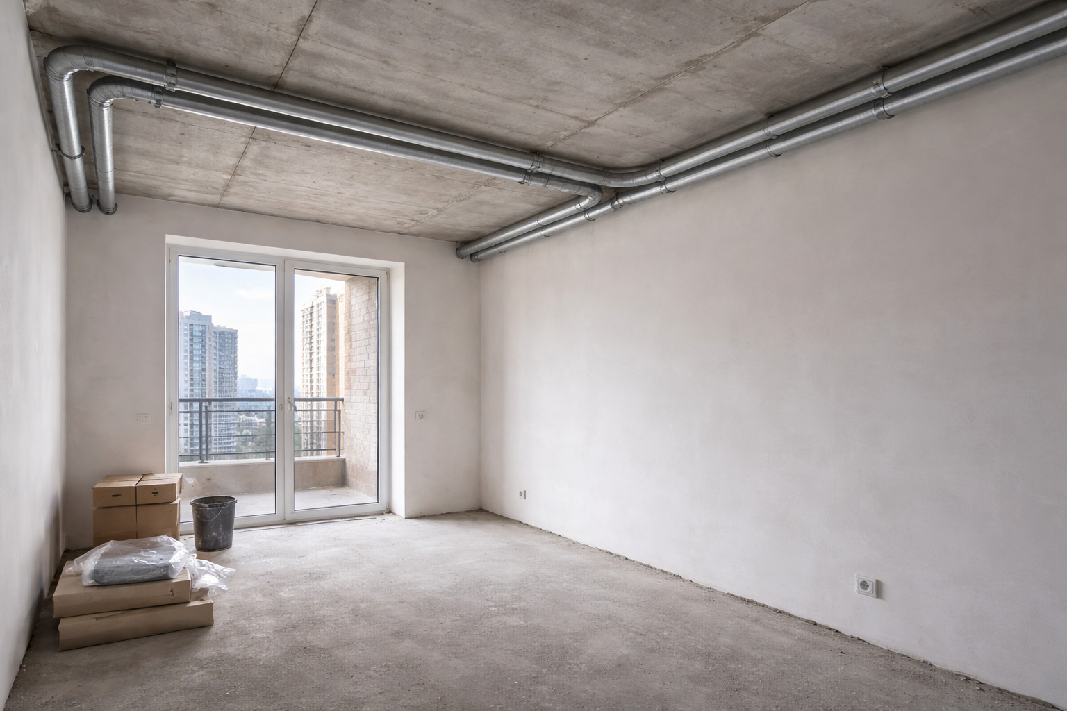 Трубы отопления на потолке и стенах