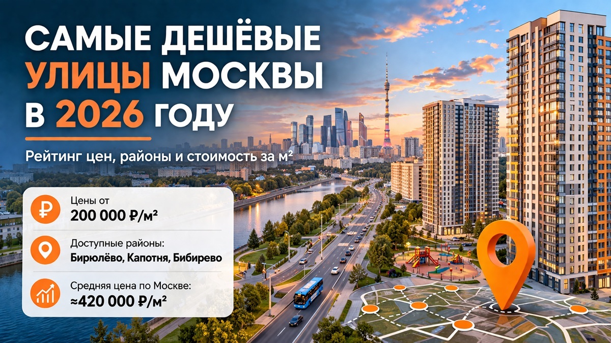 Самые дешёвые улицы Москвы в 2026 году
