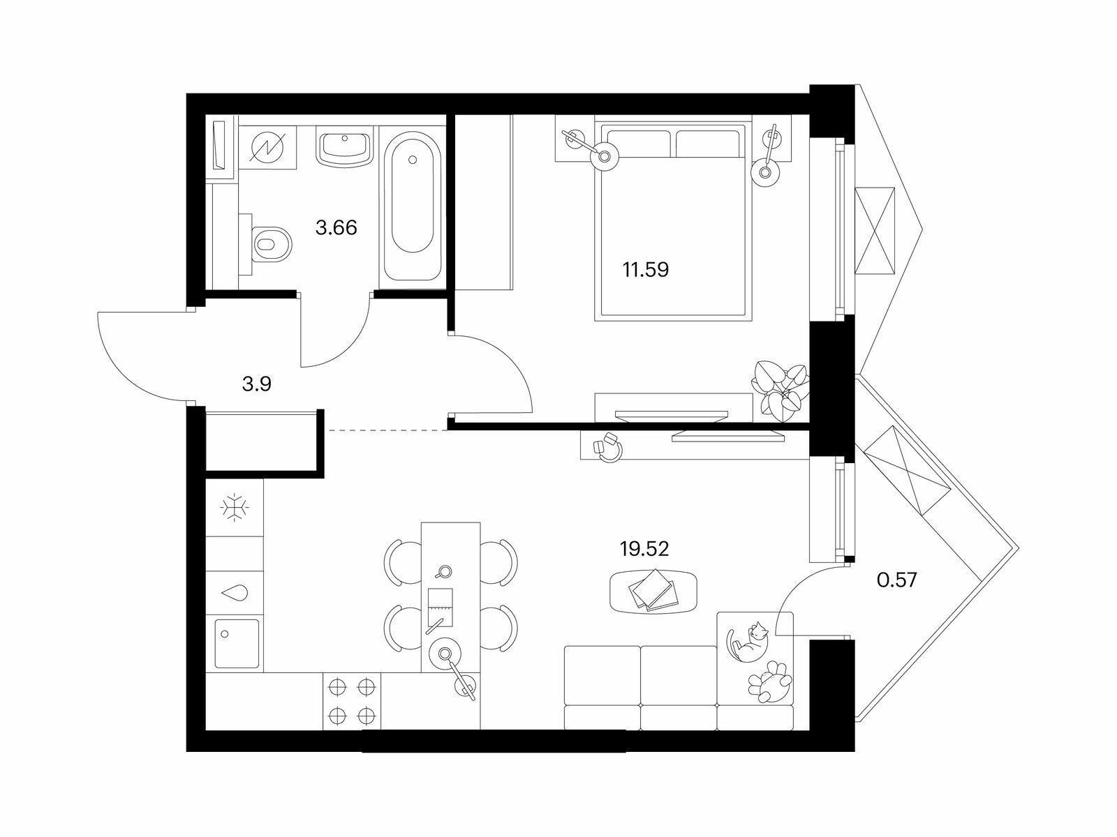 Купить Жилую Квартиру Ижорская ул, дом 6с5 корп.1.3, Площадь: 39.24 кв. м в  Москва г