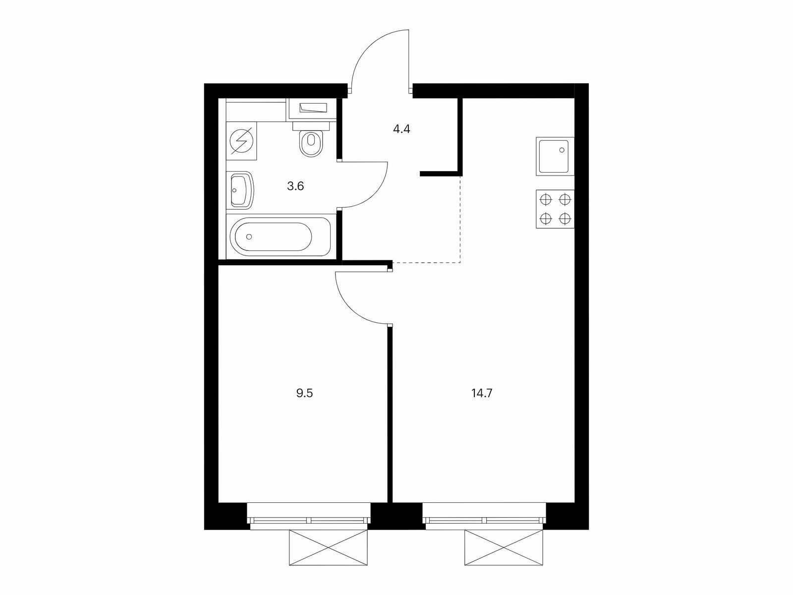 Купить Жилую Квартиру Николая Химушина ул, дом 2/7б, корпус 1.4, Площадь:  32.2 кв. м в Москва г