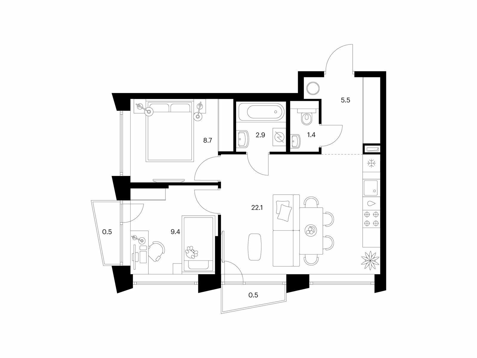 Купить Жилую Квартиру Ижорская ул, дом 6с5 корп. 2.4, Площадь: 51.00 кв. м  в Москва г