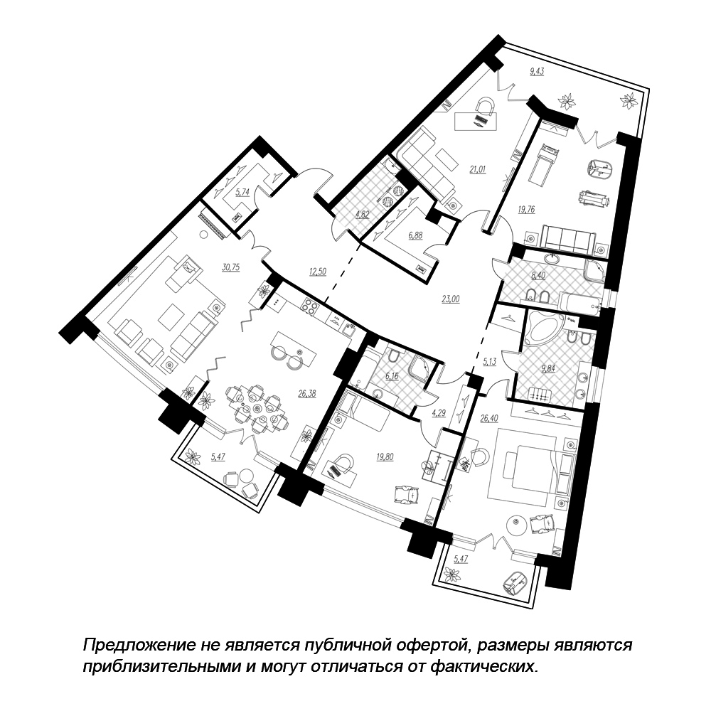 Купить Жилую Квартиру Петровская коса, дом 6, корпус 1, строение 1,  квартира 286, Площадь: 243.9 кв. м в Санкт-Петербург г