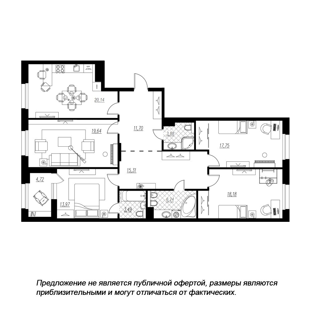 Купить Жилую Квартиру Петровская коса, дом 6, корпус 1, строение 1,  квартира 164, Площадь: 134.3 кв. м в Санкт-Петербург г