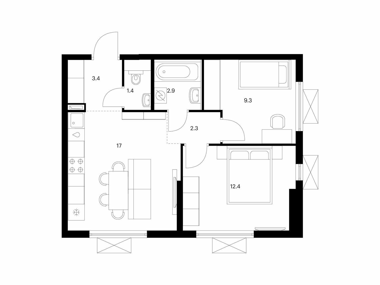 Купить Жилую Квартиру , корпус 5, Площадь: 48.70 кв. м в Московская обл,  Мытищи г, Жостово д, СНТ Метровагонмаш тер.