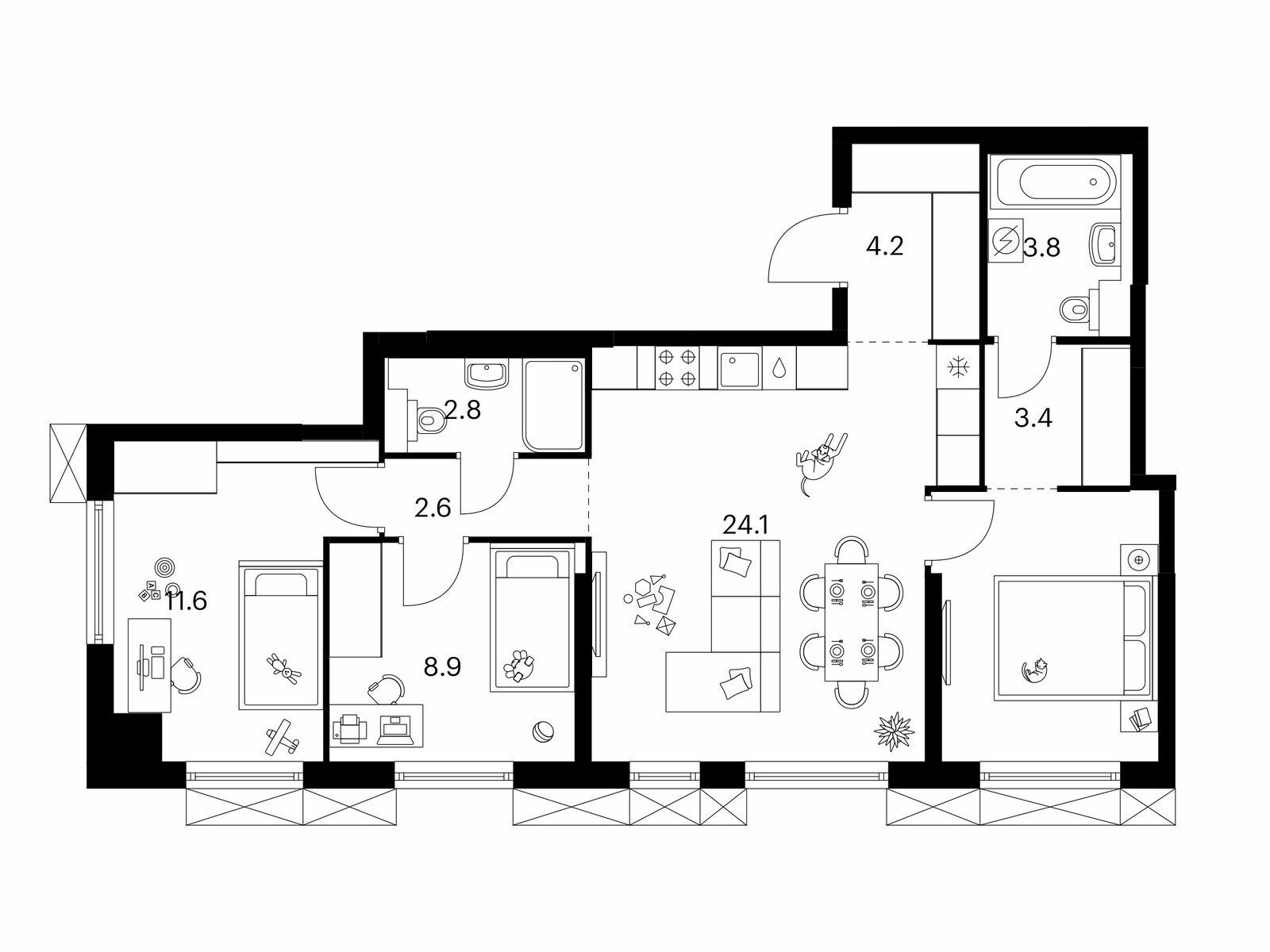 Купить Жилую Квартиру Плеханова ул, дом 11, корпус 1.5, Площадь: 71.2 кв. м  в Москва г