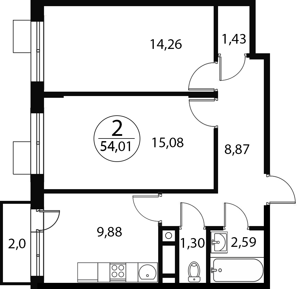 Купить Жилую Квартиру , корпус 5, Площадь: 54.01 кв. м в Московская обл,  Мытищи г, Сухарево д