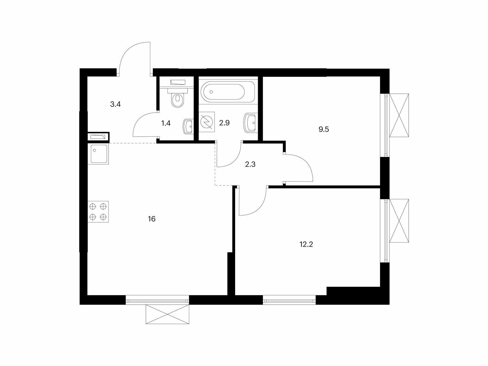 Купить Жилую Квартиру , корпус 9, Площадь: 47.7 кв. м в Московская обл,  Котельники г, Белая дача мкр.