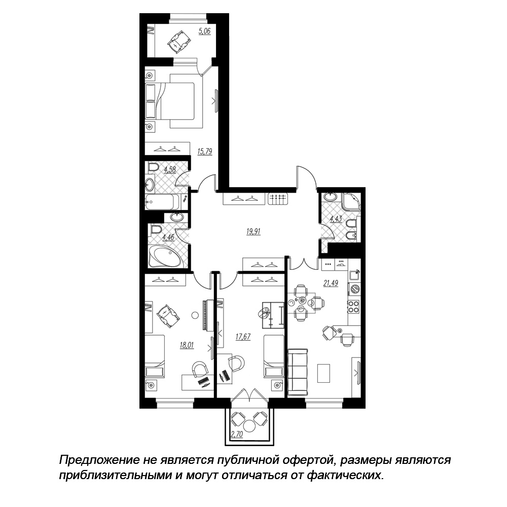 Купить Жилую Квартиру Петровская коса, дом 6, корпус 1, строение 1,  Площадь: 110.8 кв. м в Санкт-Петербург г