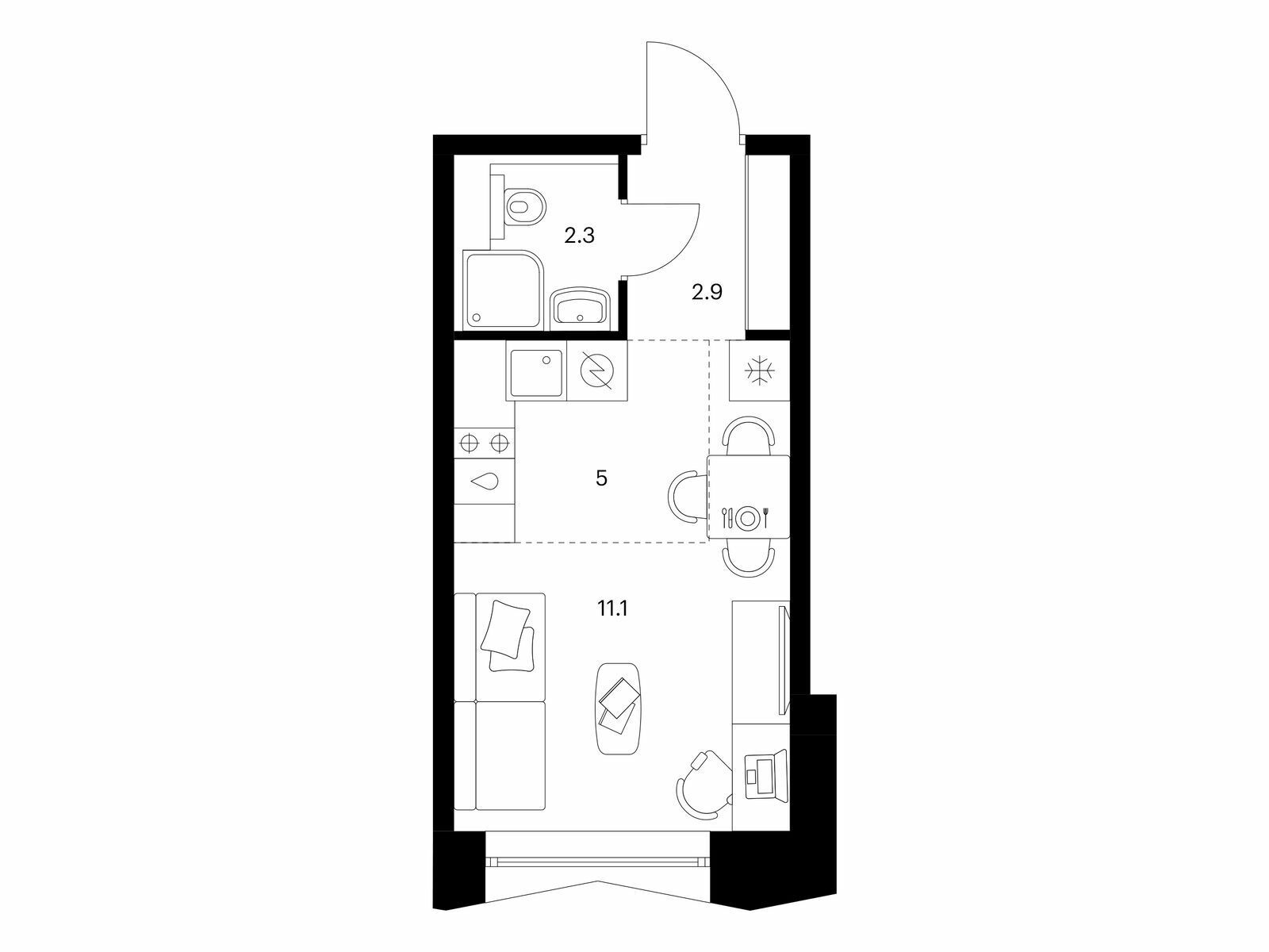 Купить Жилую Квартиру Ижорская ул, дом 6с5 корп. 2.3, Площадь: 21.3 кв. м в  Москва г