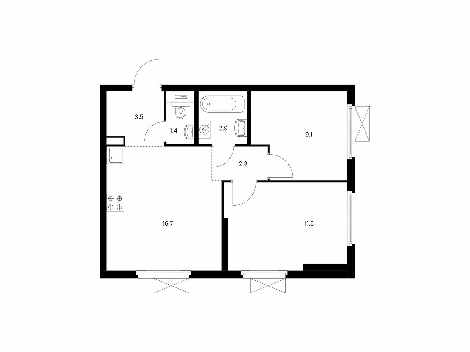 Купить Жилую Квартиру , корпус 11, Площадь: 47.4 кв. м в Московская обл,  Котельники г, Белая дача мкр.