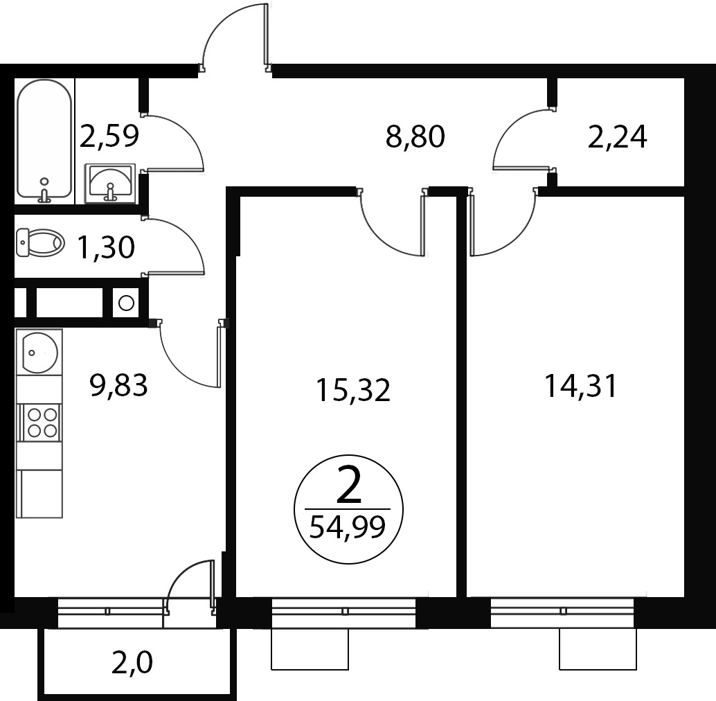 Купить Жилую Квартиру , корпус 4, Площадь: 54.99 кв. м в Московская обл,  Мытищи г, Сухарево д