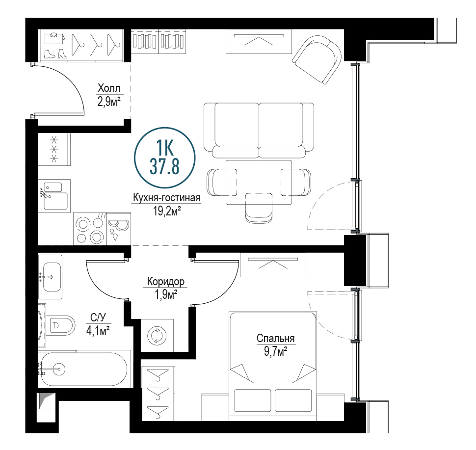 Купить Жилую Квартиру Волгоградский пр-кт, дом 32/3к4, квартира 2206,  Площадь: 37.4 кв. м в Москва г