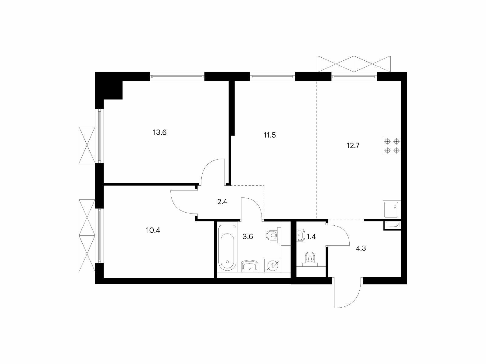 Купить Жилую Квартиру , корпус 2.7, Площадь: 59.9 кв. м в Московская обл,  Красногорск г, Ильинское-Усово п