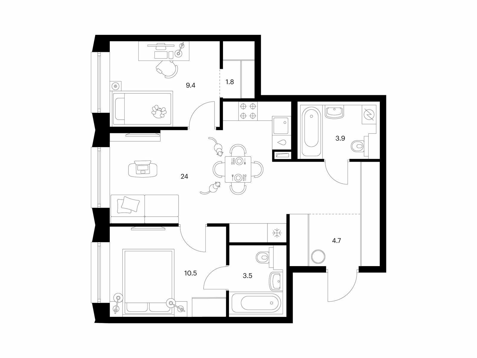 Купить Жилую Квартиру Ижорская ул, дом 6с5 корп. 2.3, Площадь: 57.8 кв. м в  Москва г