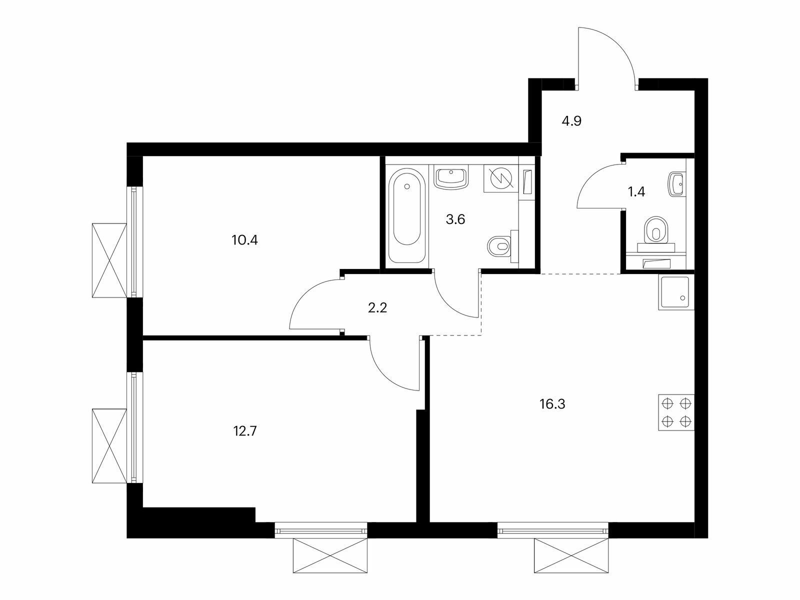 Купить Жилую Квартиру Кавказский б-р, дом 51, корпус 1.5, Площадь: 51.50  кв. м в Москва г