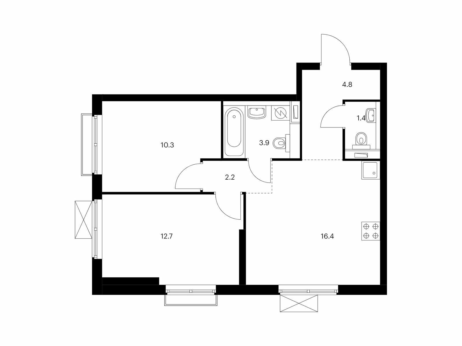 Купить Жилую Квартиру 1-й Дубровский проезд, дом 78/14, корпус 1.1,  Площадь: 51.70 кв. м в Москва г