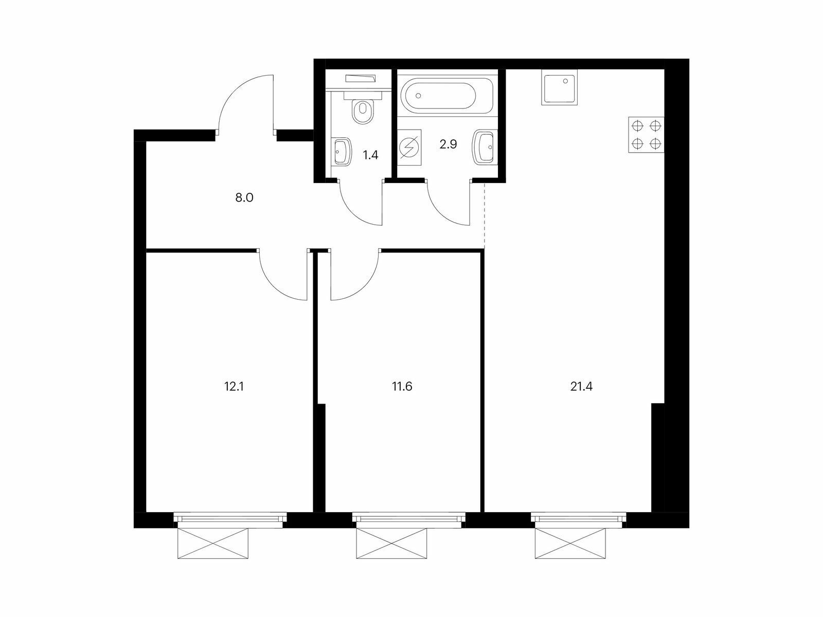 Купить Жилую Квартиру Люблинская ул, дом 72, Площадь: 57.4 кв. м в Москва г