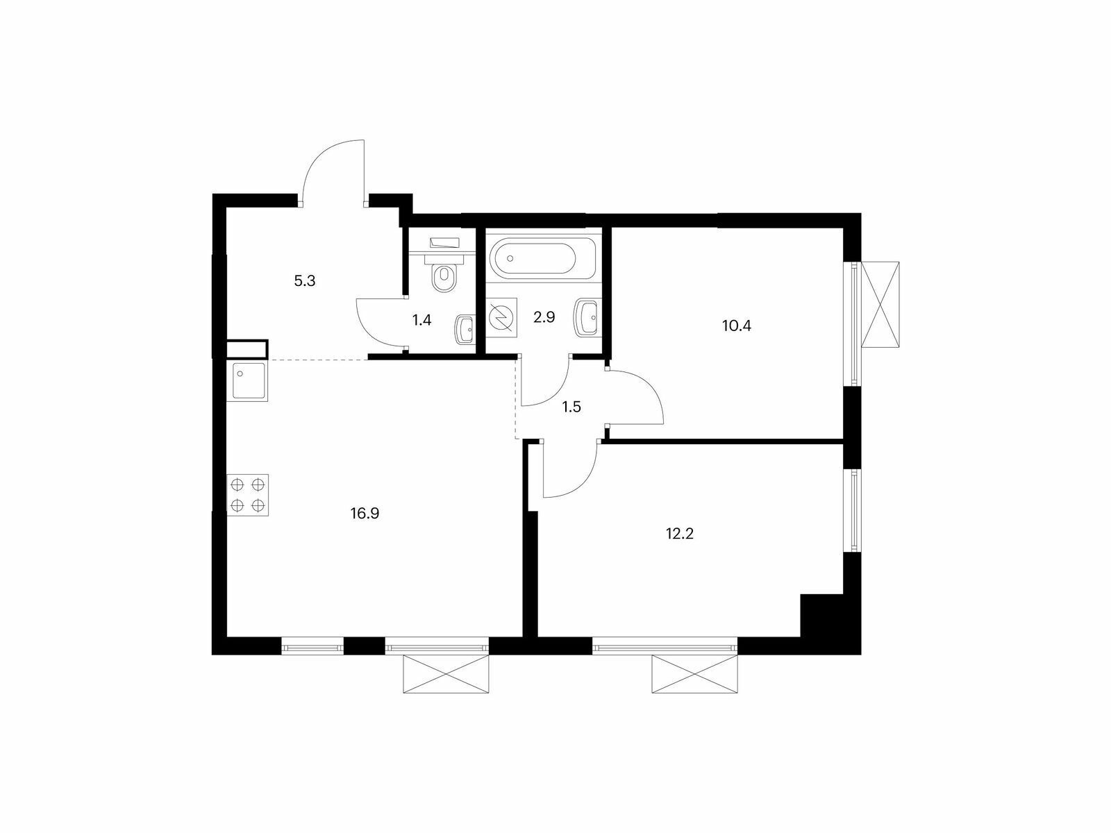 Купить Жилую Квартиру 1-й Грайвороновский проезд, корпус 6.1, Площадь: 50.6  кв. м в Москва г