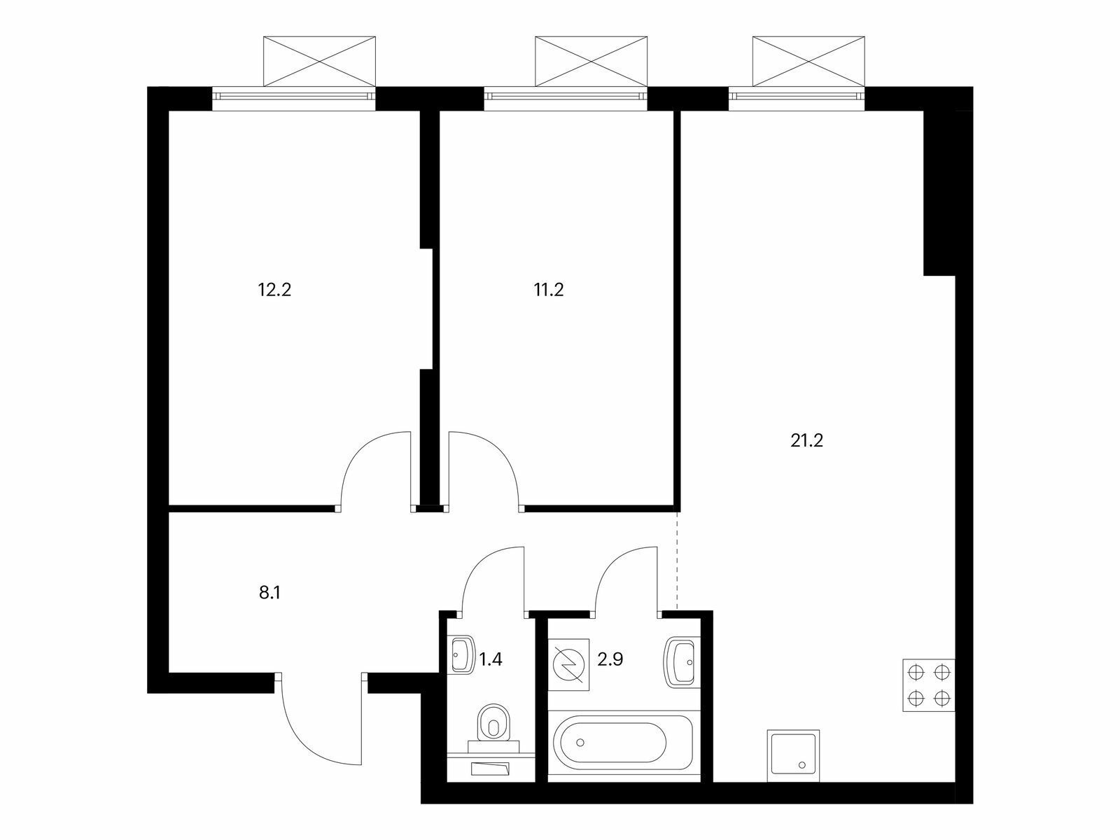 Купить Жилую Квартиру , корпус 42, Площадь: 57 кв. м в Московская обл,  Видное г, Боброво рп