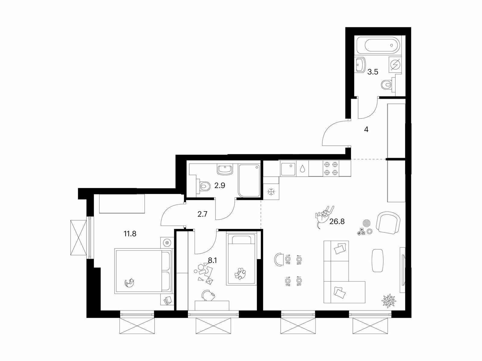 Купить Жилую Квартиру Георгиевский пр-кт, дом -, корпус 6.4, Площадь: 59.80  кв. м в Москва г, Зеленоград г