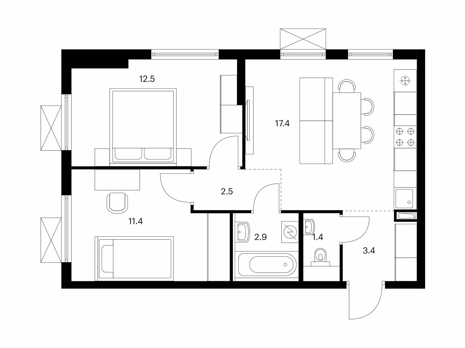 Купить Жилую Квартиру , корпус 11, Площадь: 51.50 кв. м в Московская обл,  Котельники г, Ковровый мкр.