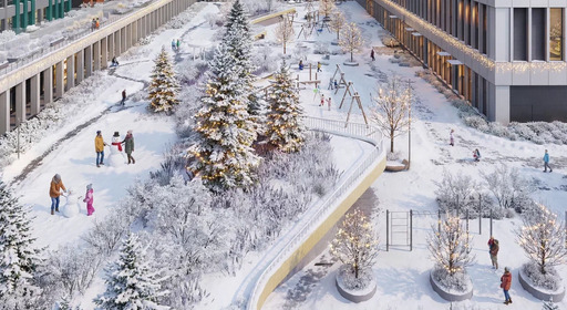 Яркий квартал Инджой от Талан Изображение опубликовано в информационных целях. Предоставлено  Талан  https://talan.ru