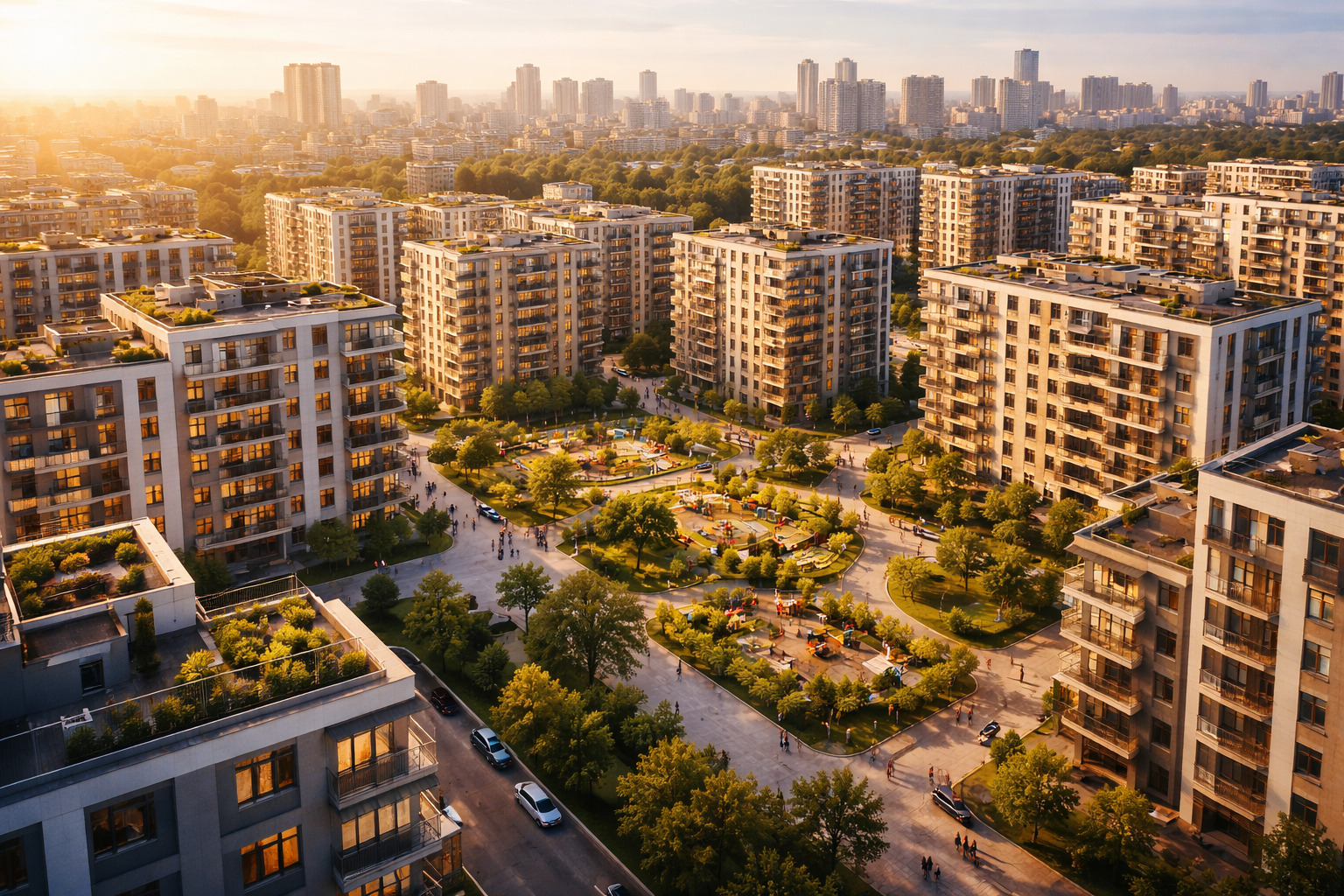 Большой жилой район новостроек