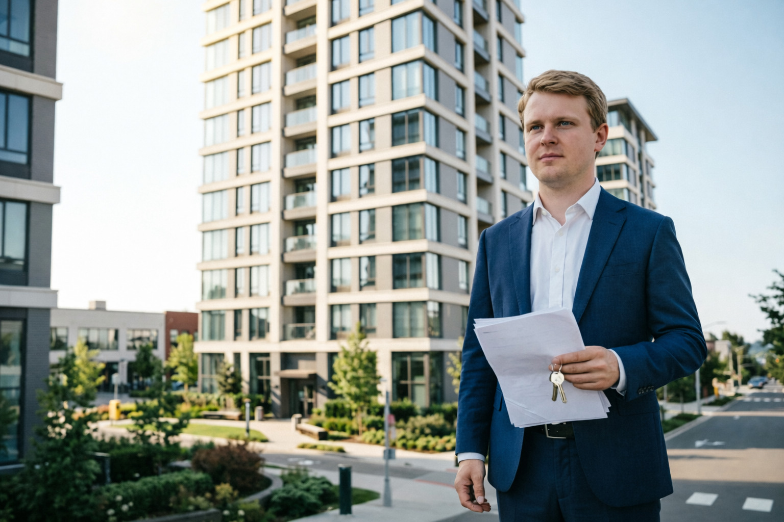 Мужчина на фоне новостроек