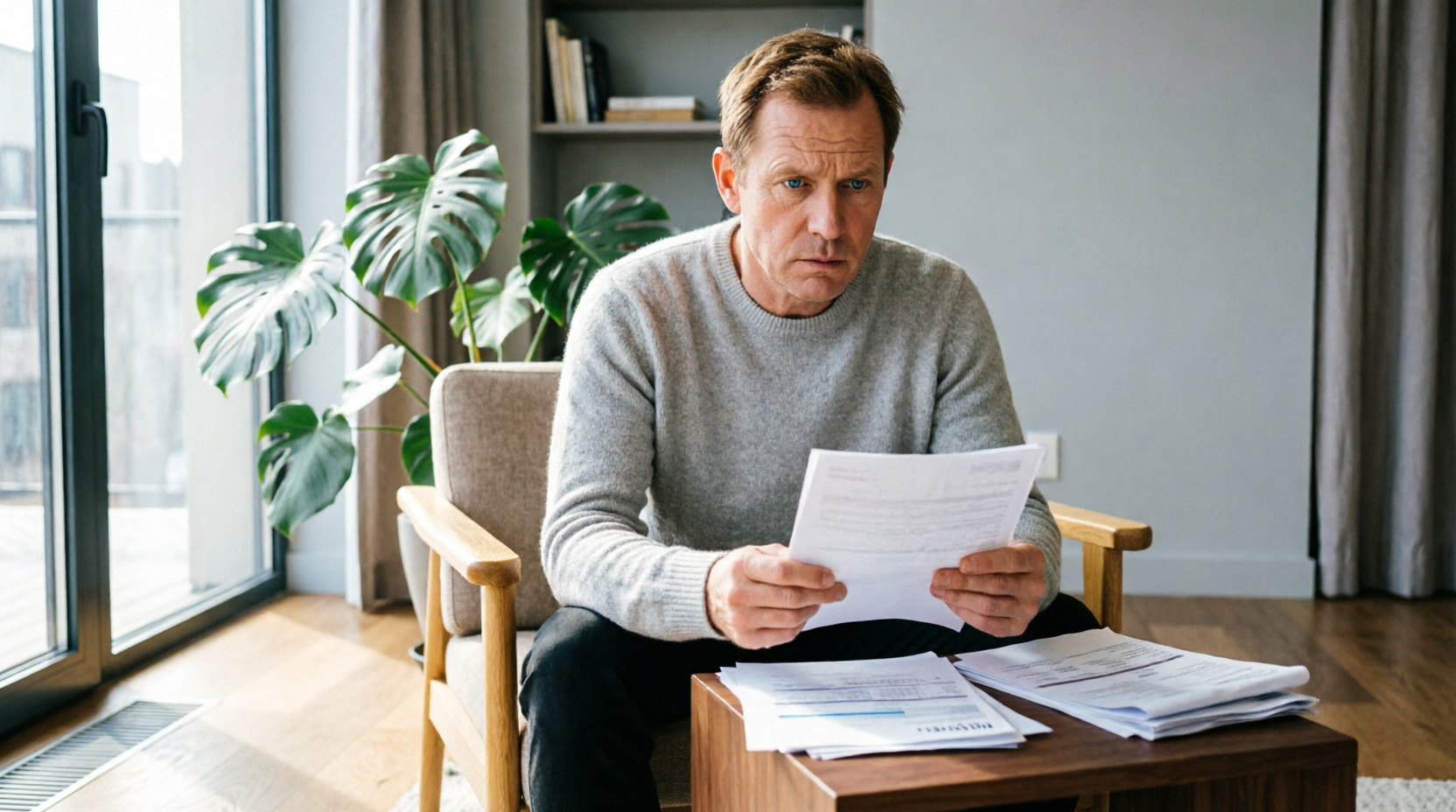 Мужчина читает документы